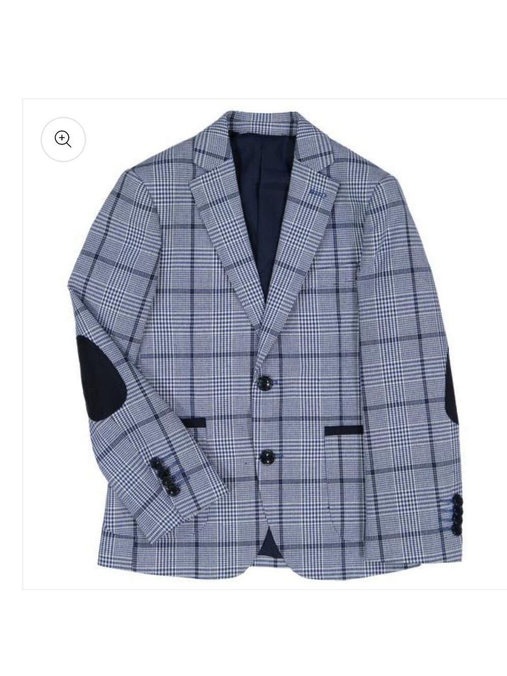 Isaac Mizrahi Boys' Slim Fit Prince of Wales Check Contrast Blazer  Blue Sz 16